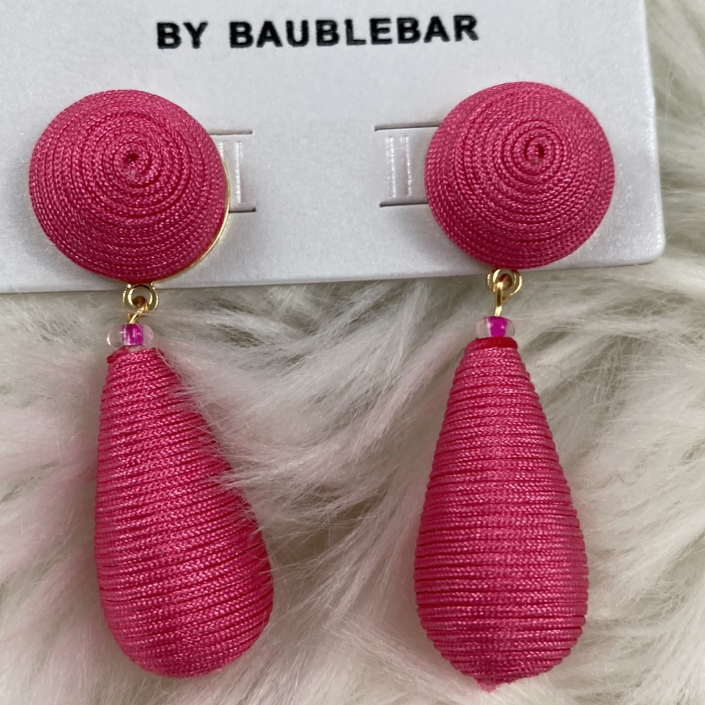4/$20 SugarFix by BaubleBar Pink String Wrapped Drop Earrings - Picture 2 of 6
